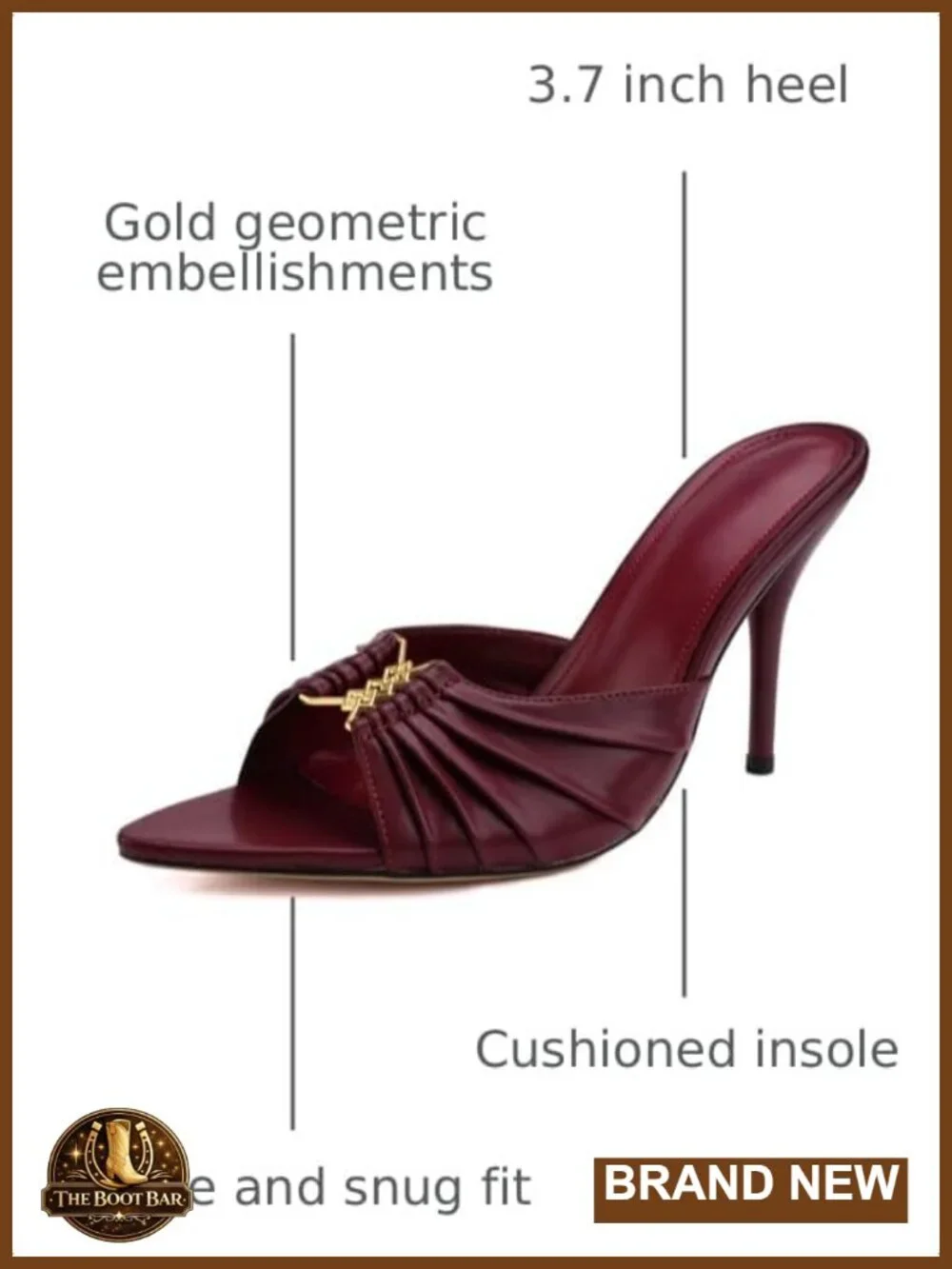 Women's Stiletto Mule Sandals Pointed Toe Slip On Faux Leather High Heel Dress
